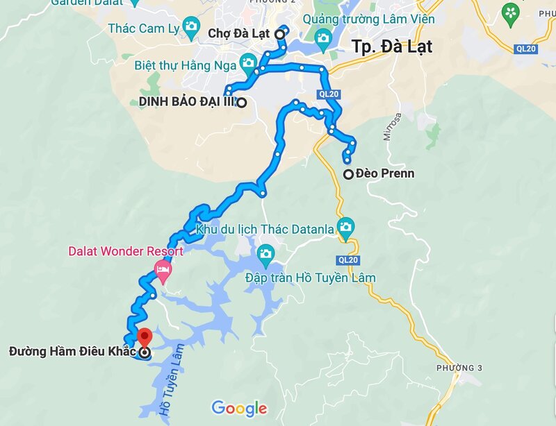 前往雕刻隧道的交通導覽地圖。