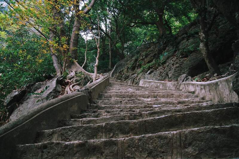 通往暗仙洞的小路兩旁林木參天,更突顯其莊嚴與神秘氣息。