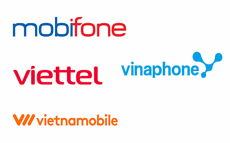 越南主要電信業者MobiFoneViettel與VinaPhone標誌