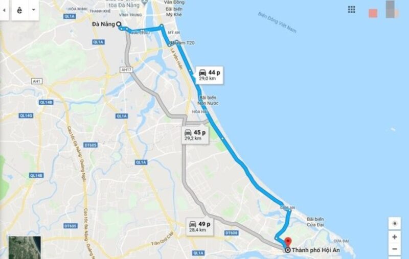 峴港到會安的距離約 30 公里 