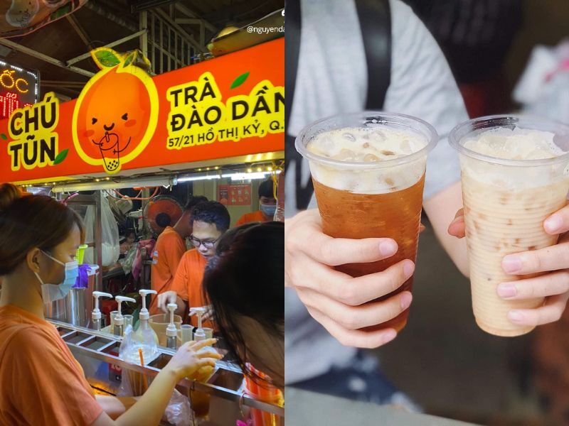 冰涼酸甜的蜜桃茶,適合吃完燒烤與鹹食後,在胡氏紀夜市消暑解膩。